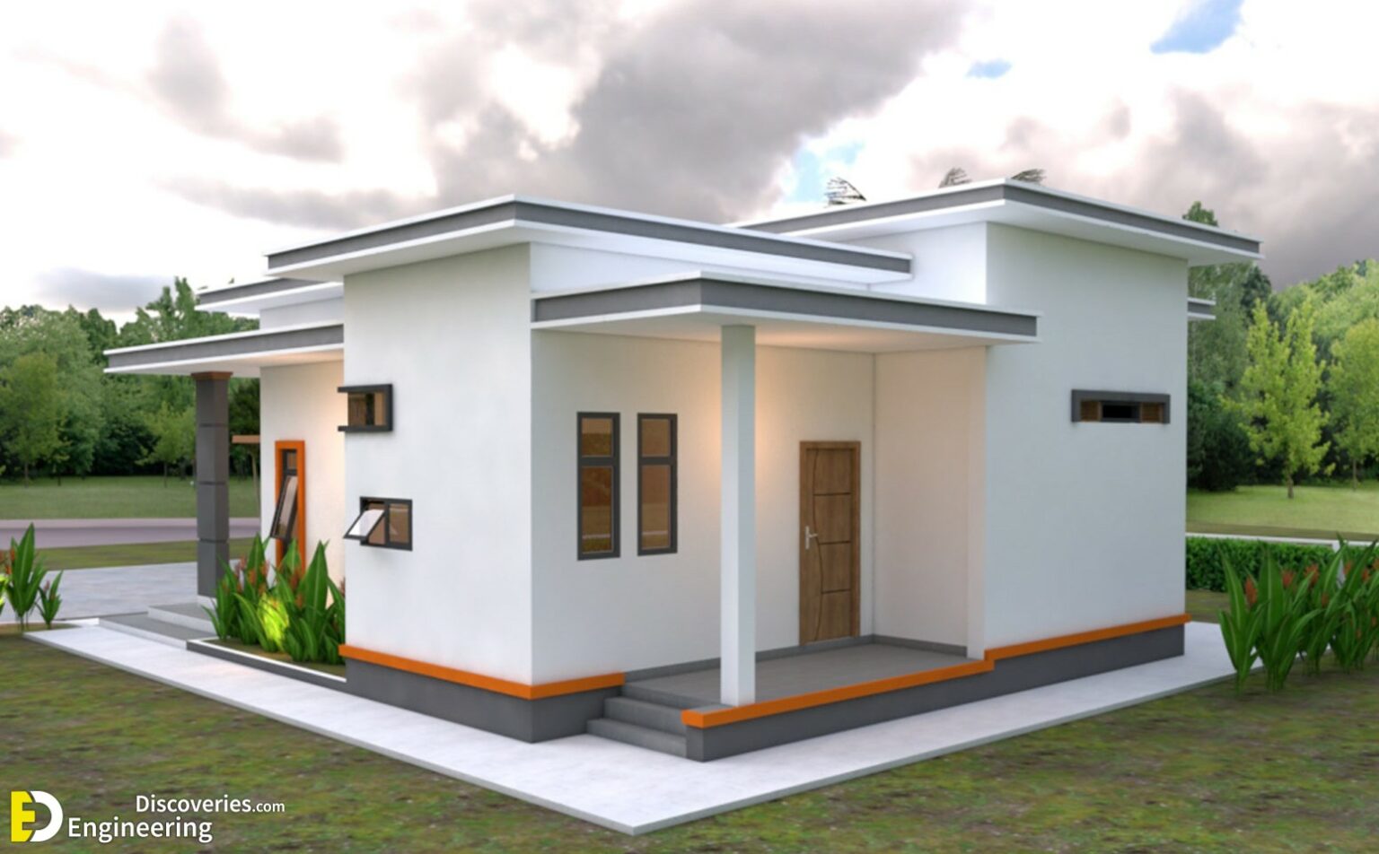Modern House Plans 10.7×10.5 With 2 Bedrooms Flat Roof - Engineering ...