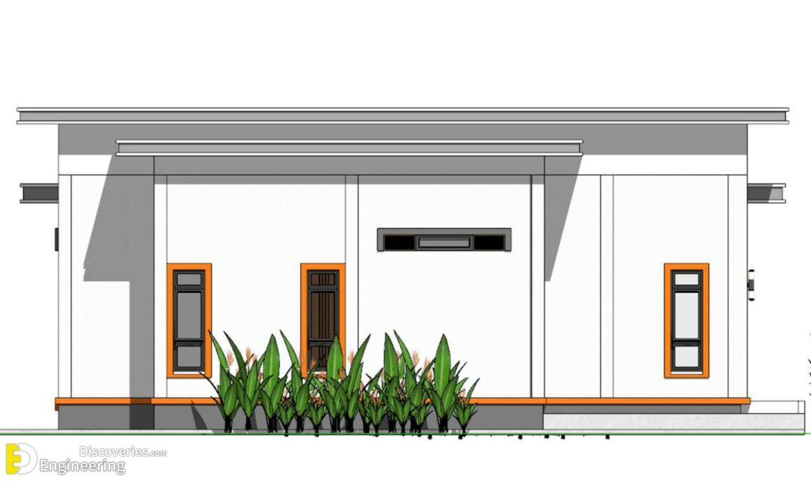 Modern House Plans 10.7×10.5 With 2 Bedrooms Flat Roof - Engineering