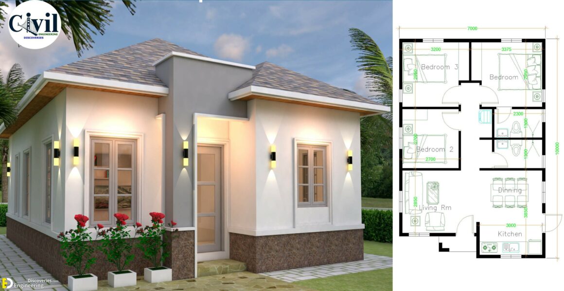 House Plans 7×10 with 3 Bedrooms - Engineering Discoveries