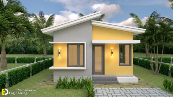 Small House Design Plans 5.5×6.5m With One Bedroom Shed Roof ...