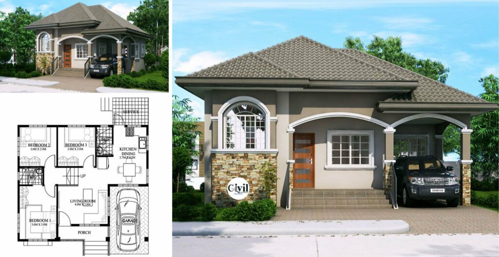 Katrina – 3 Bedroom Bungalow House Design With Plan - Engineering ...