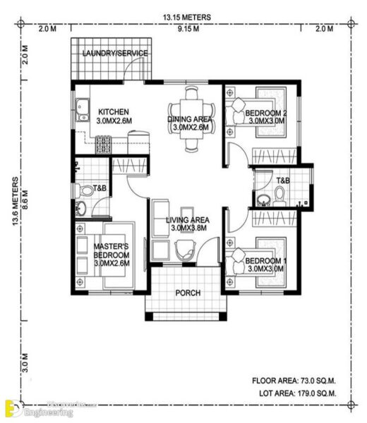 3 Bedroom Bungalow House Plan Engineering Discoveries