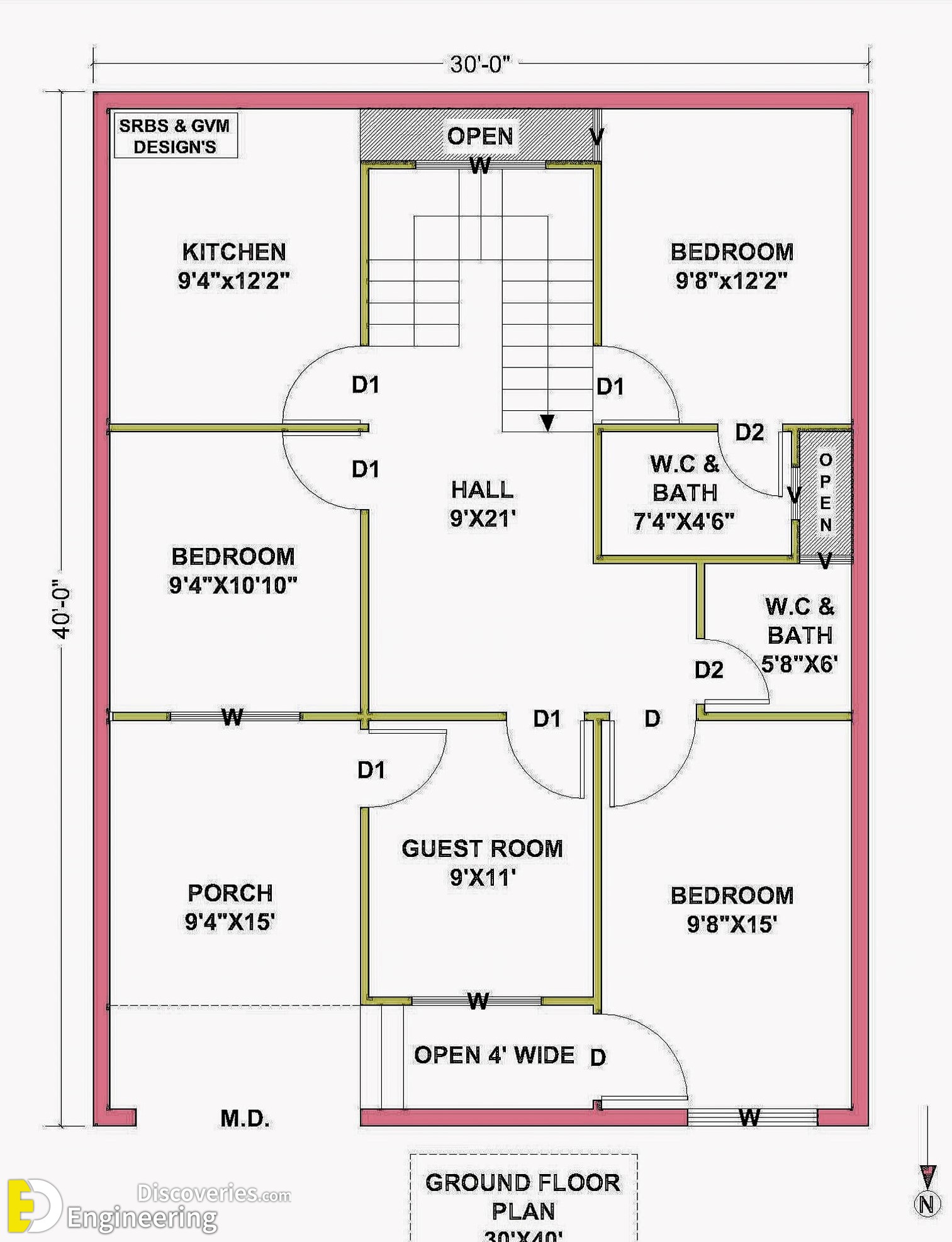 30'x40' RESIDENTIAL HOUSE PLAN CAD Files, DWG Files, Plans, 41% OFF